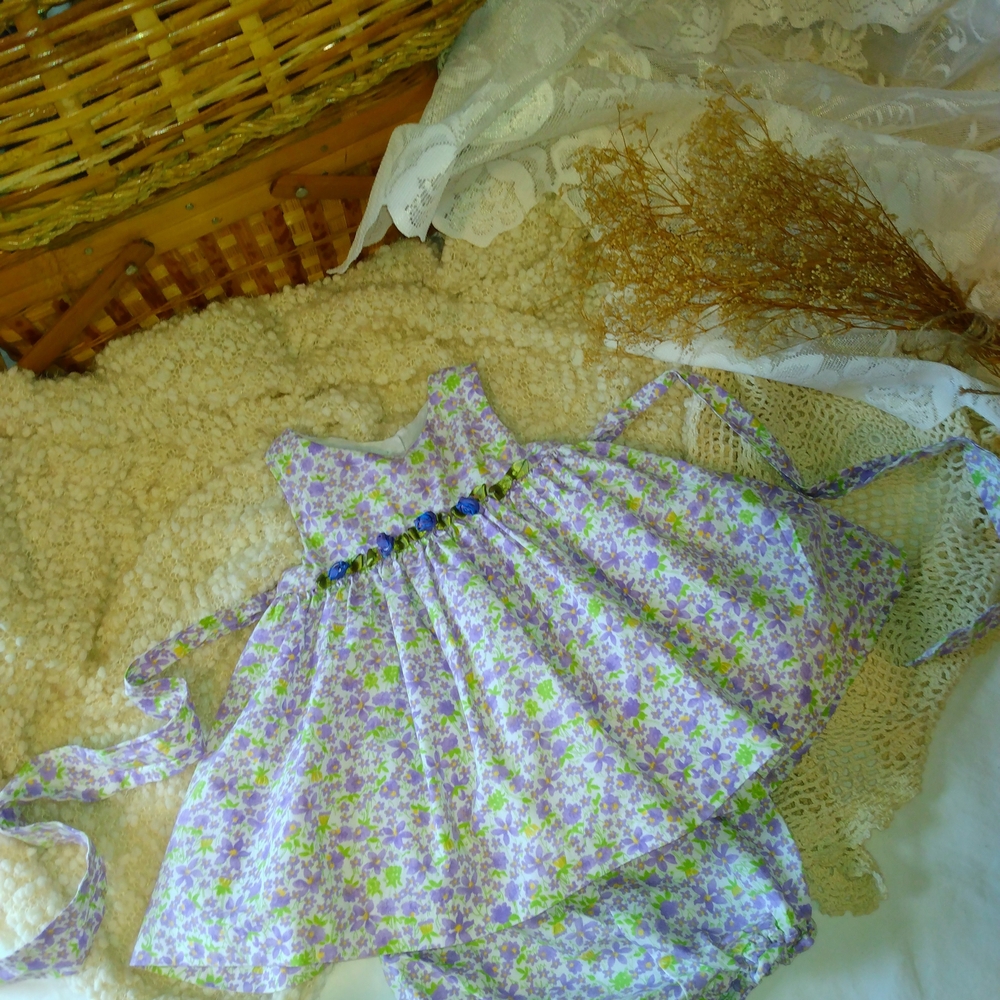 Vintage Floral Baby Dress with Bloomers